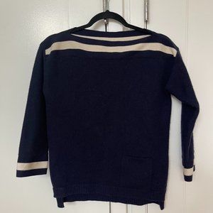 Agnona Navy Blue/White 100% Cashmere Knit Sweater/ Size 42 (IT)